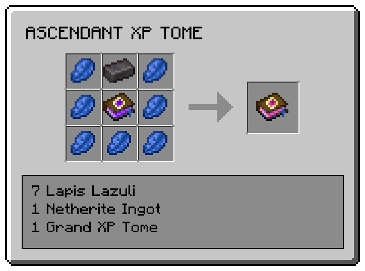 Crafting recipe for the Ascendant XP Tome